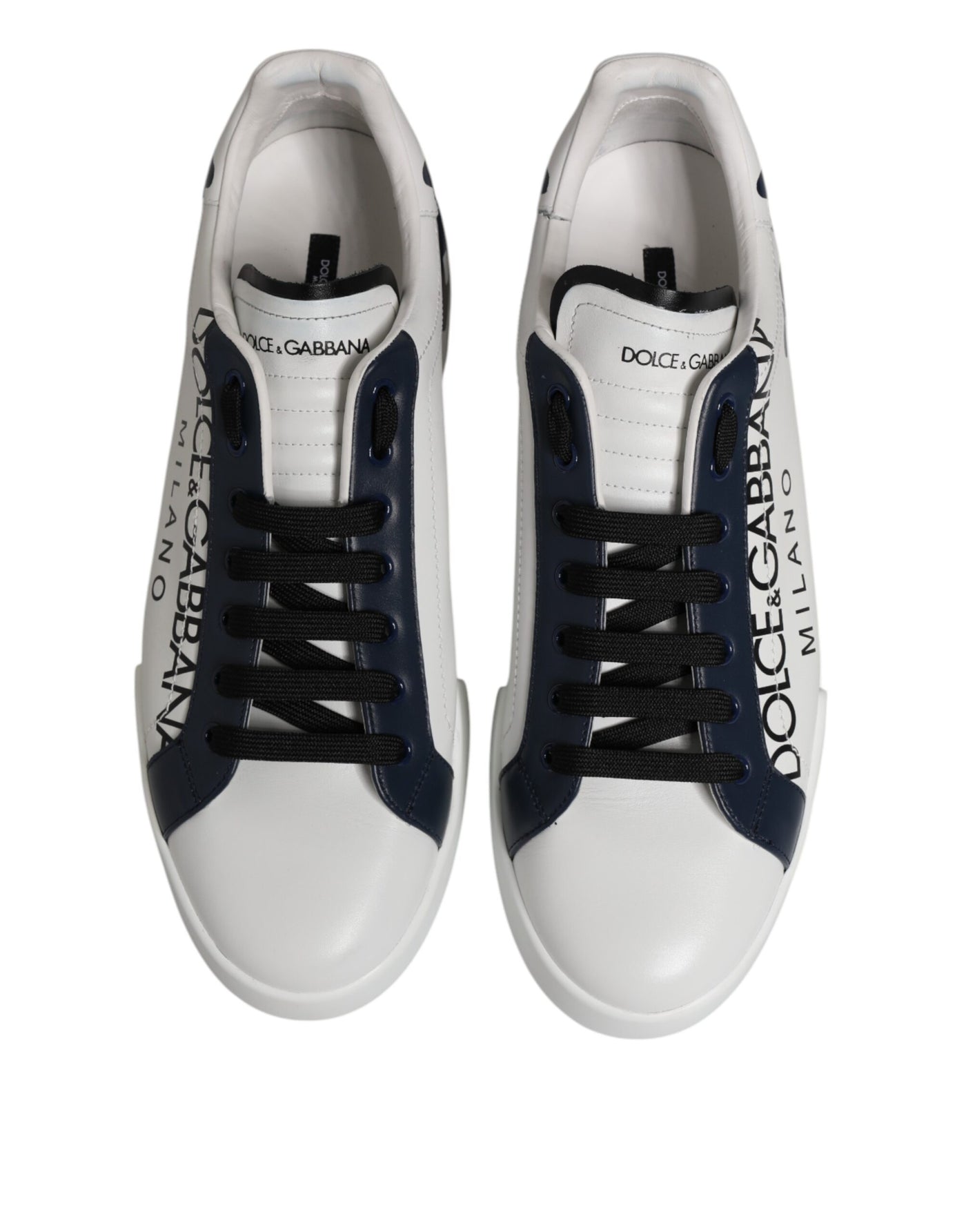 Dolce & Gabbana Weiß Blau Crown Niedrige Top Turnschuhe Schuhe