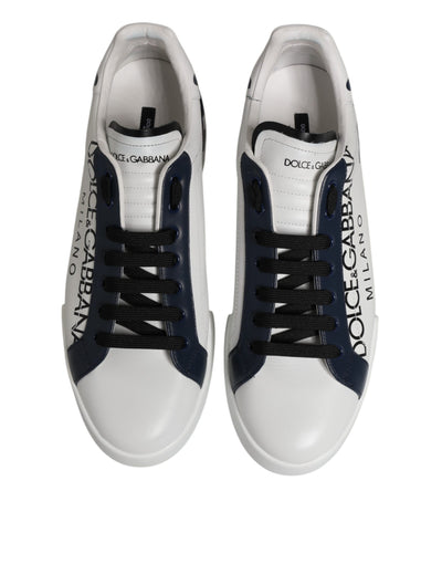 Dolce & Gabbana Weiß Blau Crown Niedrige Top Turnschuhe Schuhe