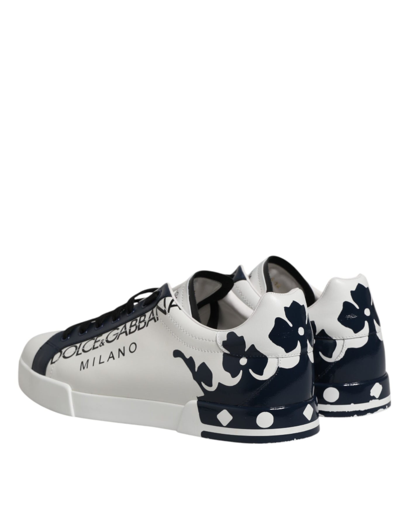 Dolce & Gabbana Weiß Blau Crown Niedrige Top Turnschuhe Schuhe