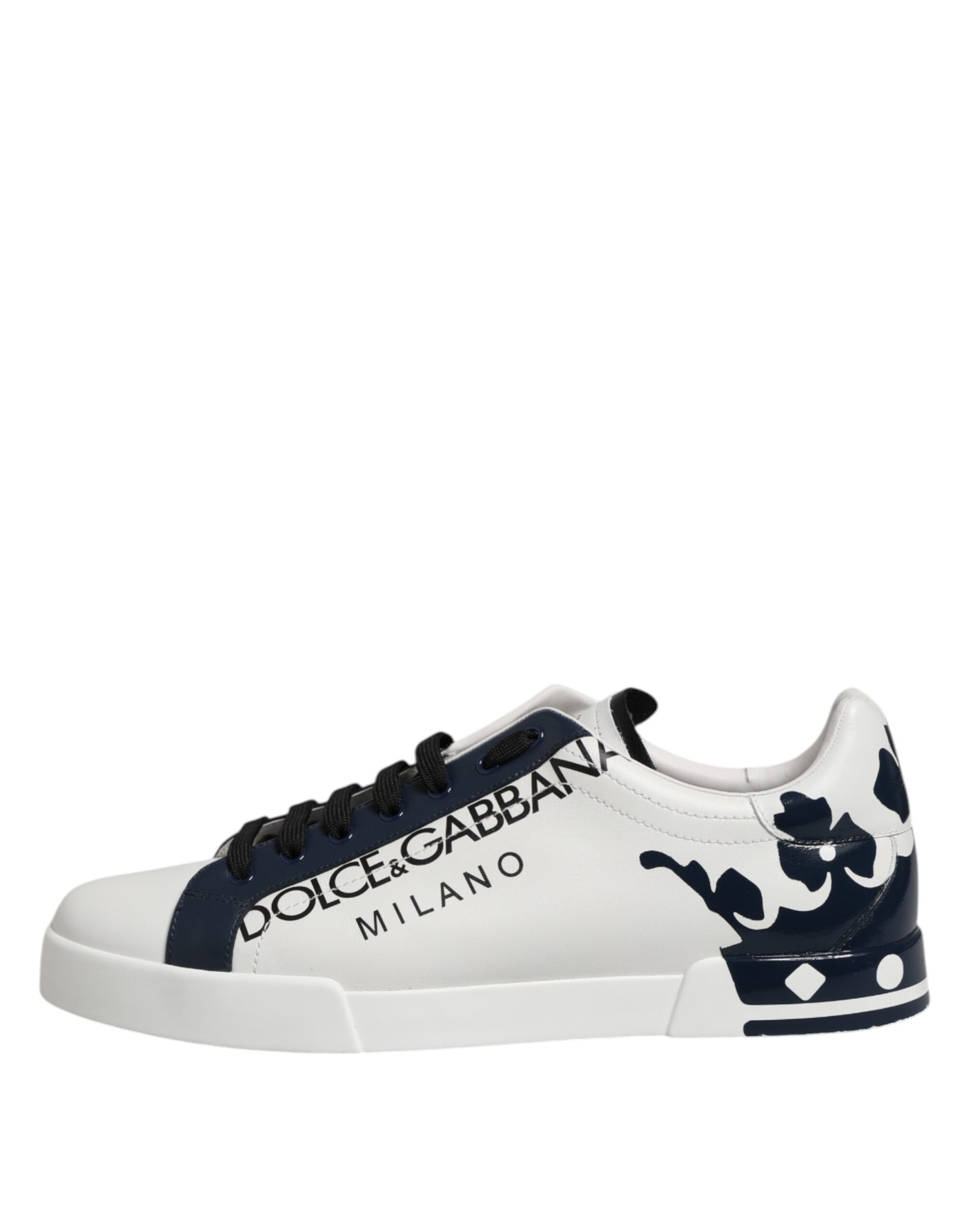 Dolce & Gabbana Weiß Blau Crown Niedrige Top Turnschuhe Schuhe