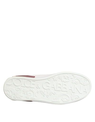 Dolce & Gabbana Weiß Rot Leder Lace Up Turnschuhe Schuhe