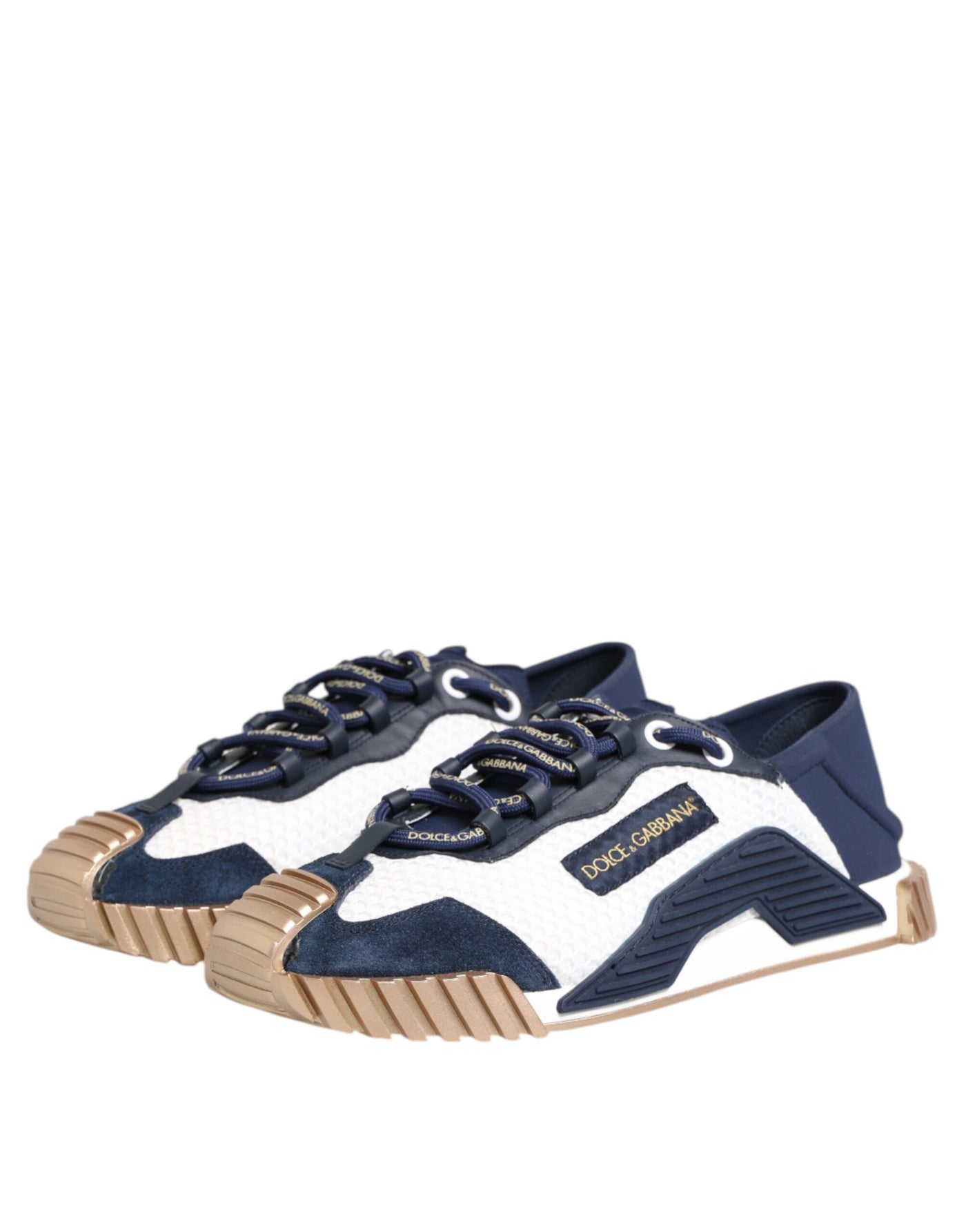 Dolce & Gabbana Blau Weiß Low Top NS1 Männer Turnschuhe Schuhe