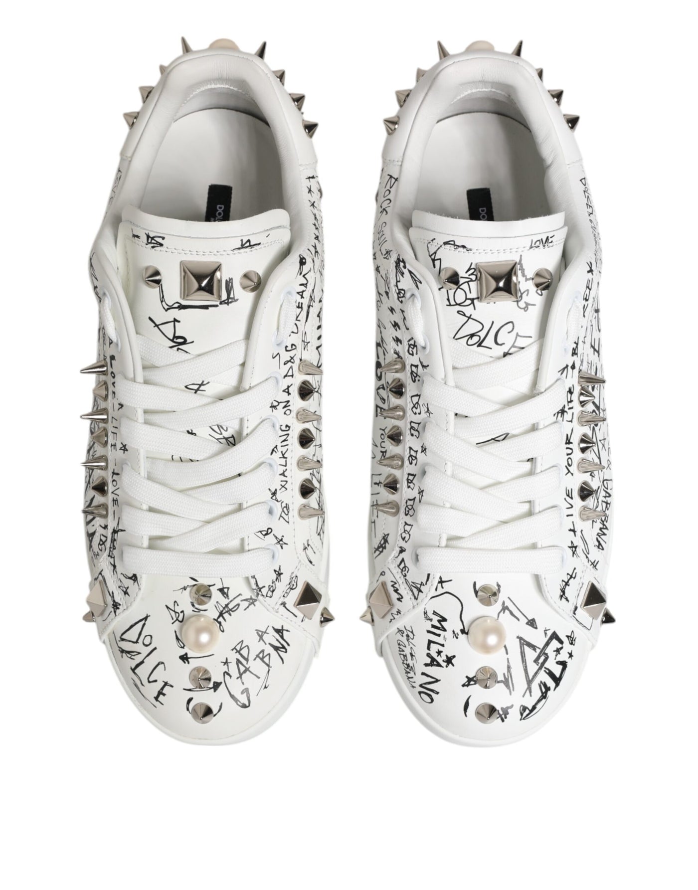 Dolce & Gabbana Weiß Portofino Stud verschönert Männer Turnschuhe Schuhe