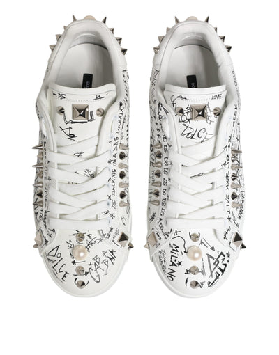 Dolce & Gabbana Weiß Portofino Stud verschönert Männer Turnschuhe Schuhe