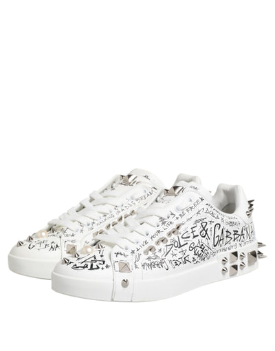 Dolce & Gabbana Weiß Portofino Stud verschönert Männer Turnschuhe Schuhe