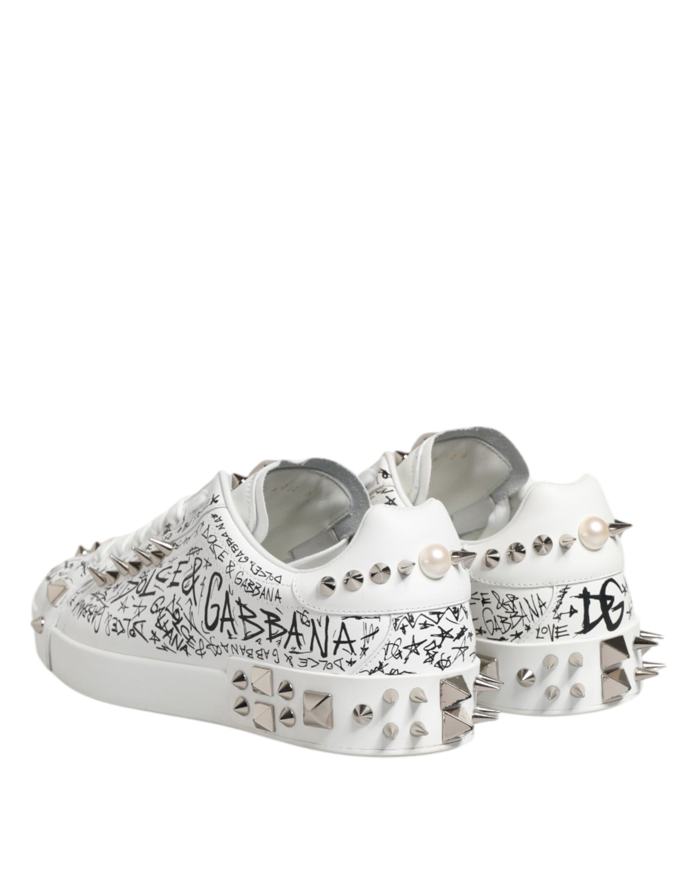 Dolce & Gabbana Weiß Portofino Stud verschönert Männer Turnschuhe Schuhe