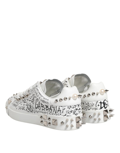Dolce & Gabbana Weiß Portofino Stud verschönert Männer Turnschuhe Schuhe