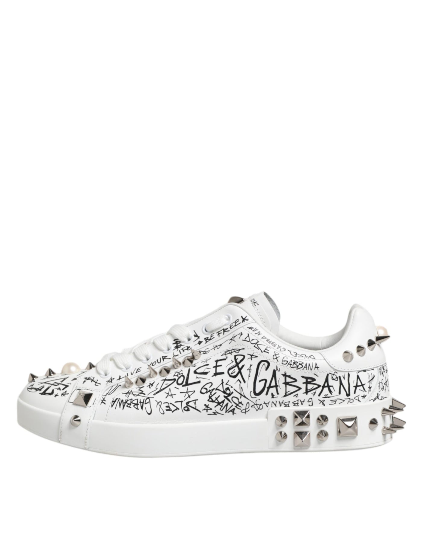 Dolce & Gabbana Weiß Portofino Stud verschönert Männer Turnschuhe Schuhe