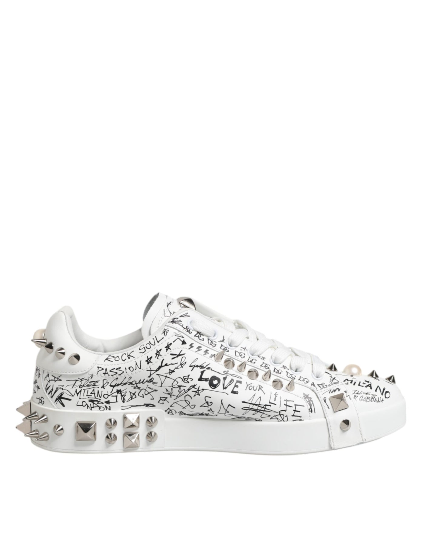 Dolce & Gabbana Weiß Portofino Stud verschönert Männer Turnschuhe Schuhe