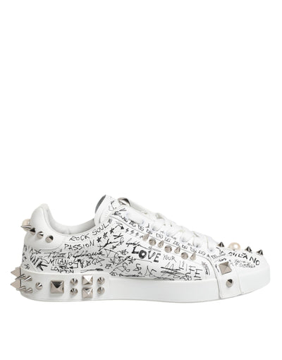 Dolce & Gabbana Weiß Portofino Stud verschönert Männer Turnschuhe Schuhe