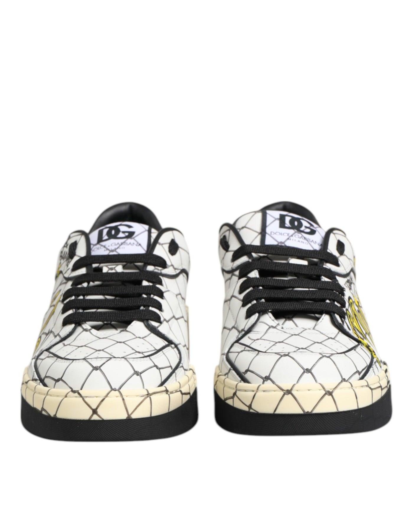 Dolce & Gabbana Weiß Logo Print Low Top Männer Turnschuhe Schuhe