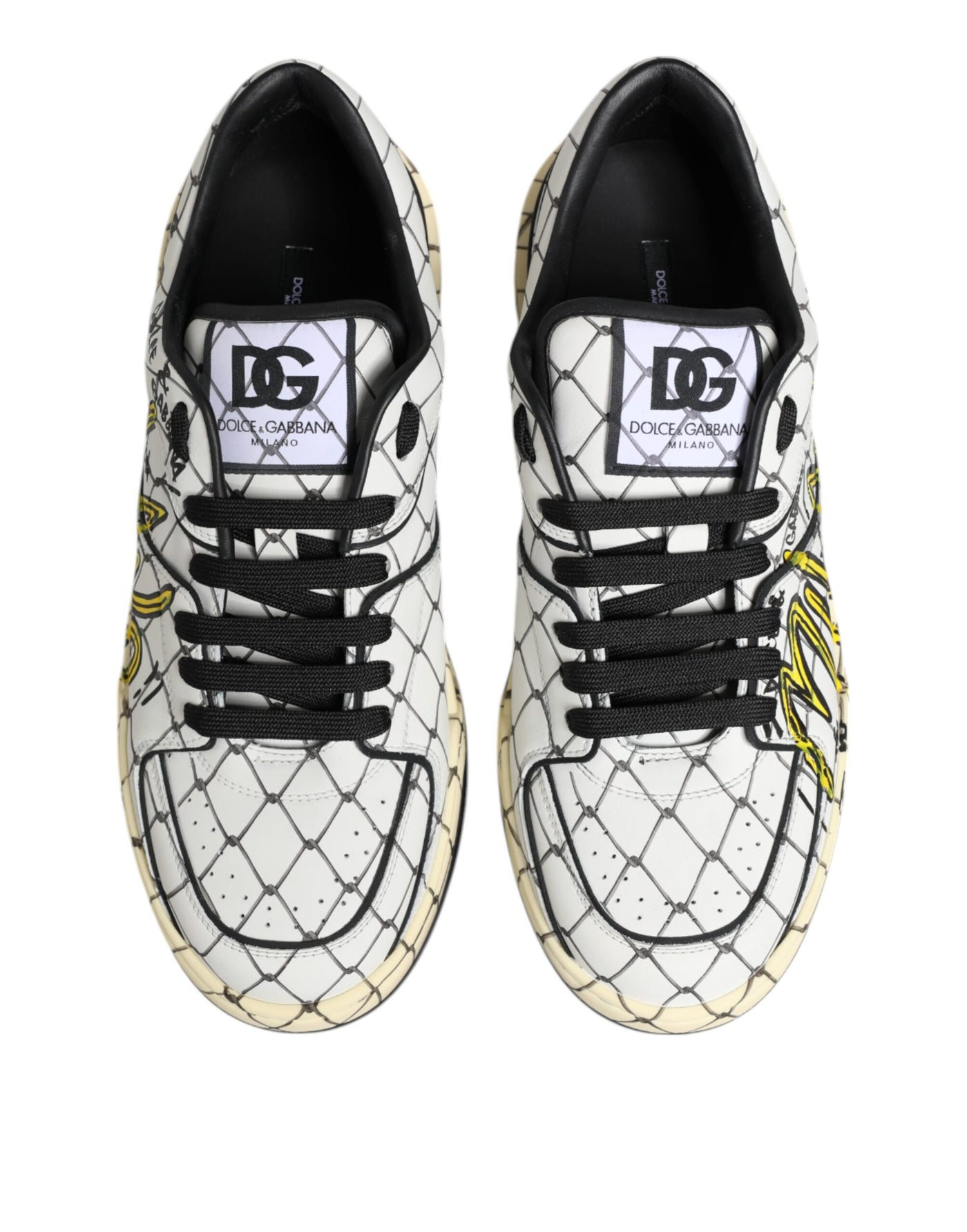 Dolce & Gabbana Weiß Logo Print Low Top Männer Turnschuhe Schuhe