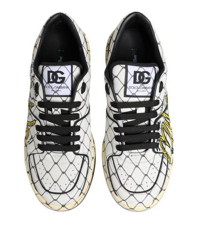 Dolce & Gabbana Weiß Logo Print Low Top Männer Turnschuhe Schuhe