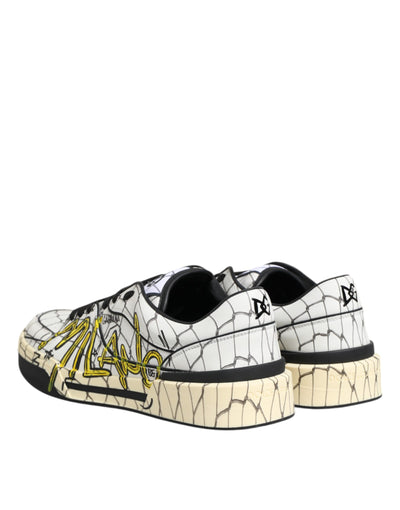 Dolce & Gabbana Weiß Logo Print Low Top Männer Turnschuhe Schuhe
