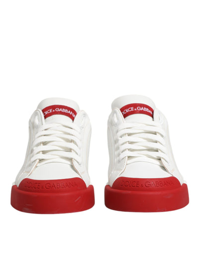 Dolce & Gabbana Weiß Rot Leder Lace Up Turnschuhe Schuhe