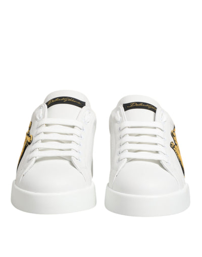 Dolce & Gabbana Weiß Crown Patch Portofino Männer Turnschuhe Schuhe