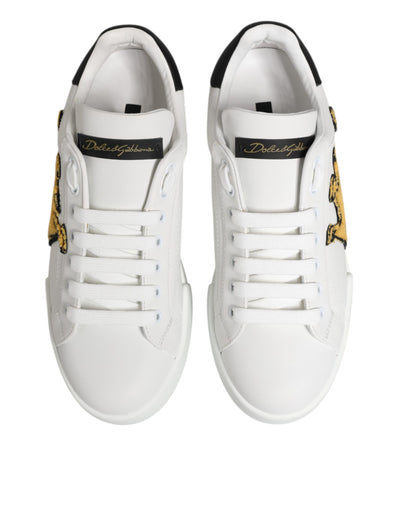 Dolce & Gabbana Weiß Crown Patch Portofino Männer Turnschuhe Schuhe