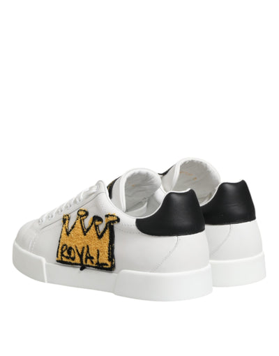 Dolce & Gabbana Weiß Crown Patch Portofino Männer Turnschuhe Schuhe