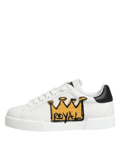 Dolce & Gabbana Weiß Crown Patch Portofino Männer Turnschuhe Schuhe