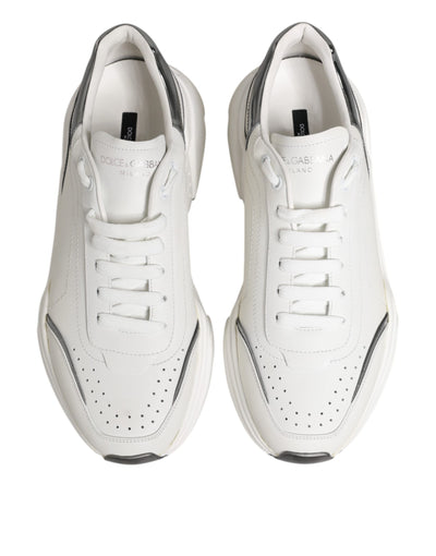 Dolce & Gabbana Weiß Silber DAYMASTER Leder Turnschuhe Schuhe