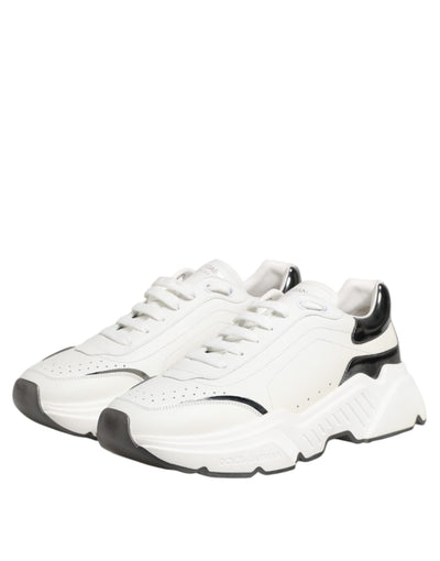 Dolce & Gabbana Weiß Silber DAYMASTER Leder Turnschuhe Schuhe