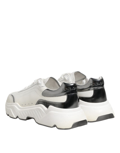 Dolce & Gabbana Weiß Silber DAYMASTER Leder Turnschuhe Schuhe