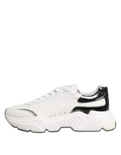 Dolce & Gabbana Weiß Silber DAYMASTER Leder Turnschuhe Schuhe