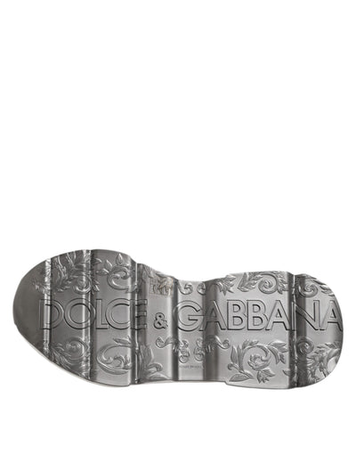 Dolce & Gabbana Weiß Silber DAYMASTER Leder Turnschuhe Schuhe