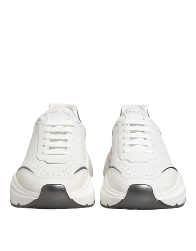 Dolce & Gabbana Weiß Silber DAYMASTER Leder Turnschuhe Schuhe