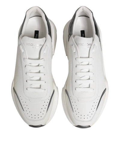 Dolce & Gabbana Weiß Silber DAYMASTER Leder Turnschuhe Schuhe