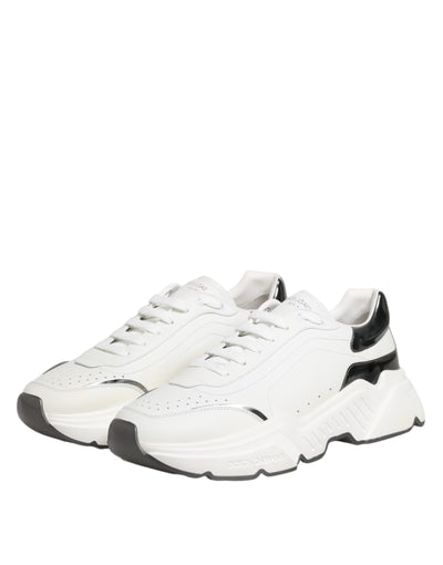 Dolce & Gabbana Weiß Silber DAYMASTER Leder Turnschuhe Schuhe