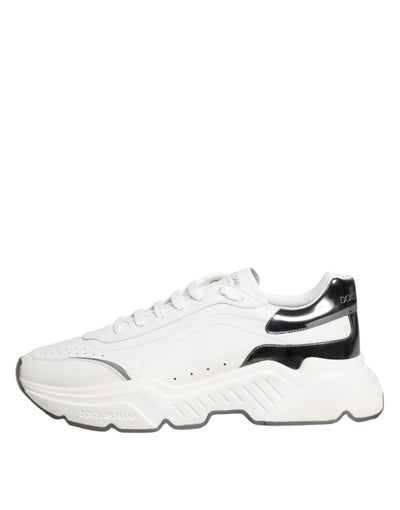 Dolce & Gabbana Weiß Silber DAYMASTER Leder Turnschuhe Schuhe