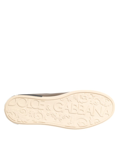 Dolce & Gabbana Gold Portofino Leder Low Top Sneakers Schuhe