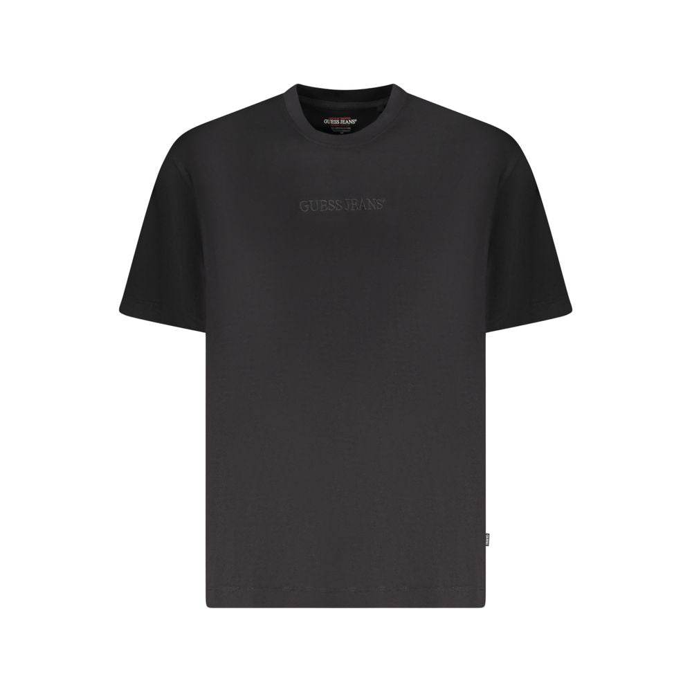 Guess Jeans Schwarzes Baumwoll-T-Shirt für Männer in Übergröße