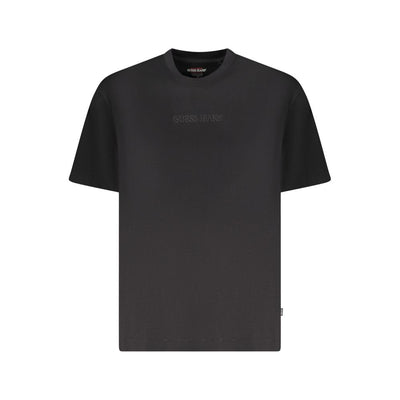 Guess Jeans Schwarzes Baumwoll-T-Shirt für Männer in Übergröße
