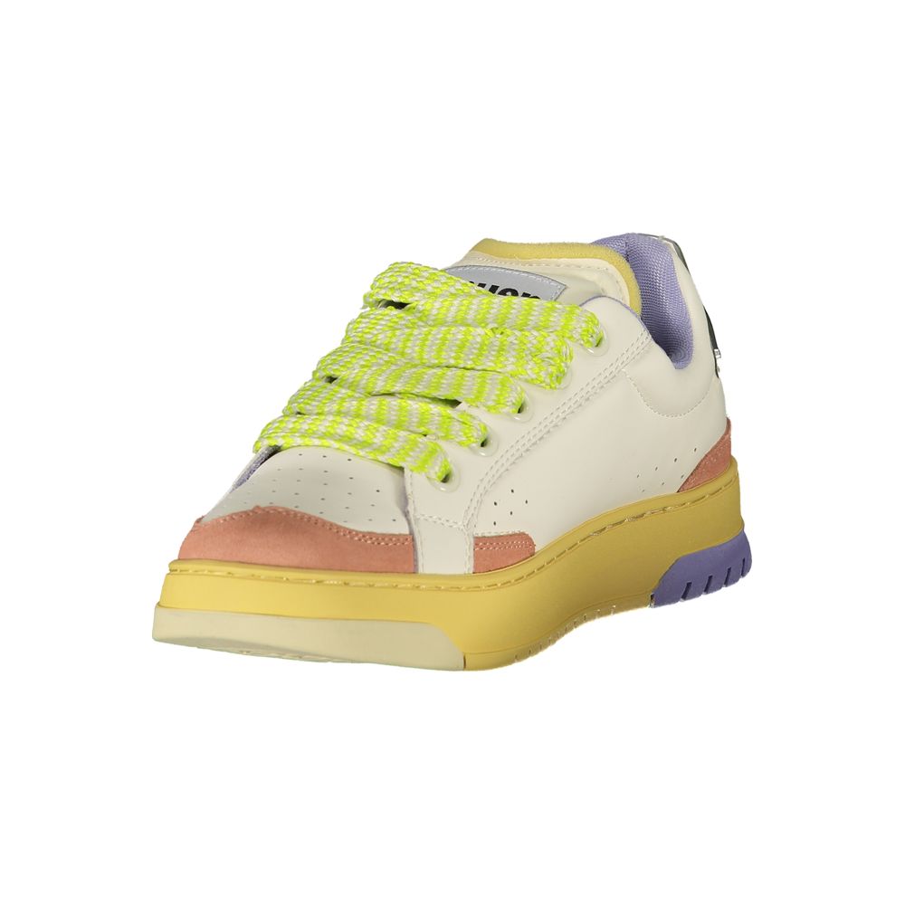 Blauer Weißes Leder Damen Sneaker