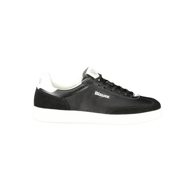 Blauer Schwarzes Leder Herren Sneaker