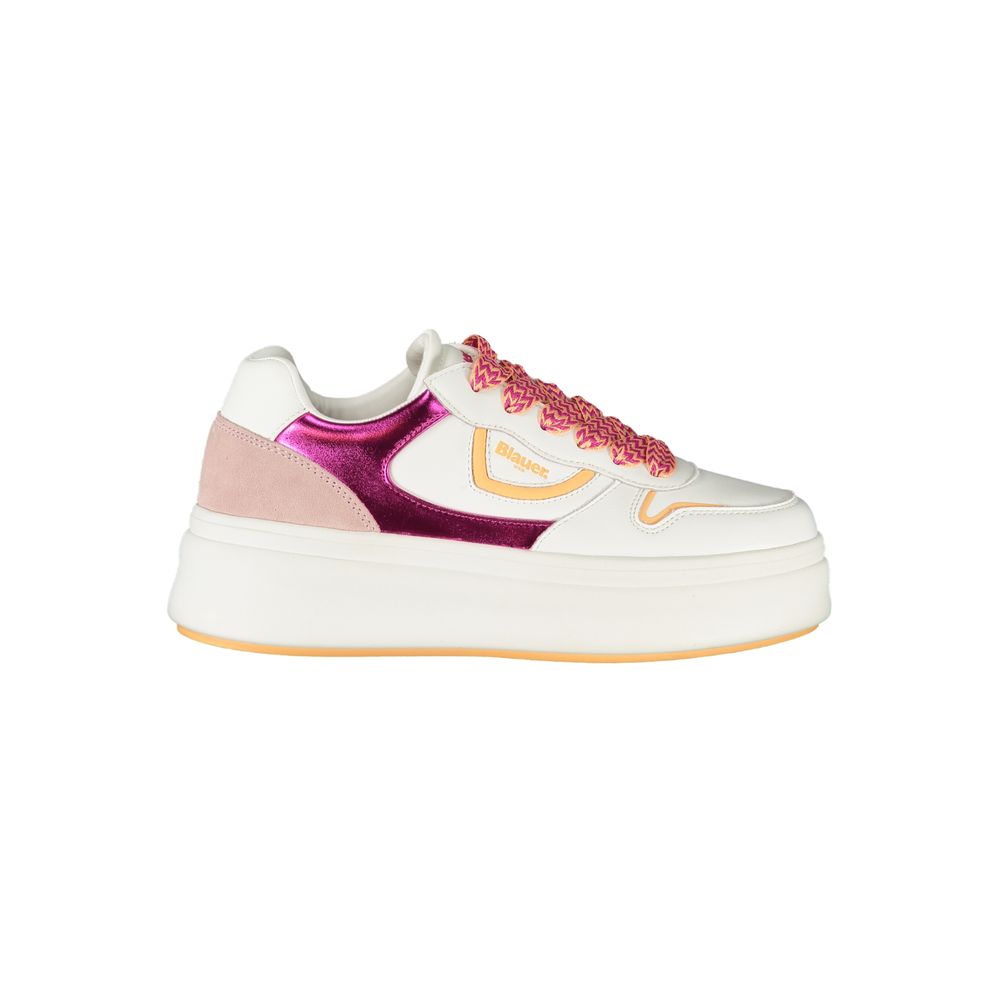 Blauer Weißes Leder Damen Sneaker