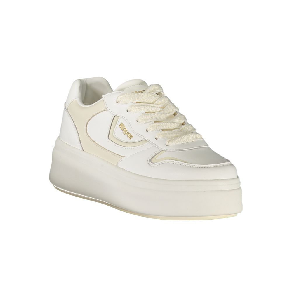 Blauer Weißes Leder Damen Sneaker