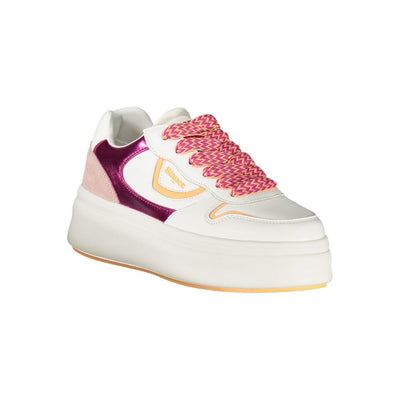 Blauer Weißes Leder Damen Sneaker