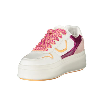 Blauer Weißes Leder Damen Sneaker