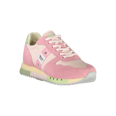 Blauer Rosa Leder Damen Sneaker