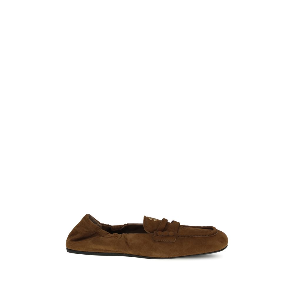 Miu Miu Loafers aus Wildleder mit Rüschen
