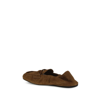 Miu Miu Loafers aus Wildleder mit Rüschen