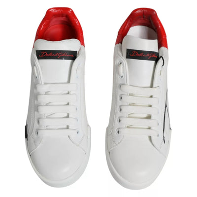 Dolce & Gabbana Weiß Rot Portofino Low Top Turnschuhe Schuhe