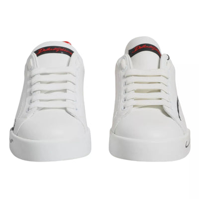 Dolce & Gabbana Weiß Rot Portofino Low Top Turnschuhe Schuhe