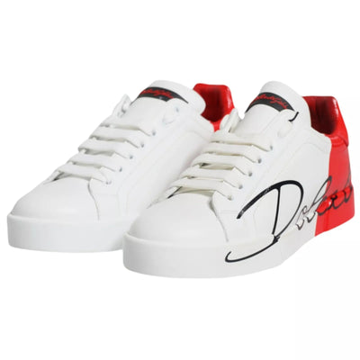 Dolce & Gabbana Weiß Rot Portofino Low Top Turnschuhe Schuhe