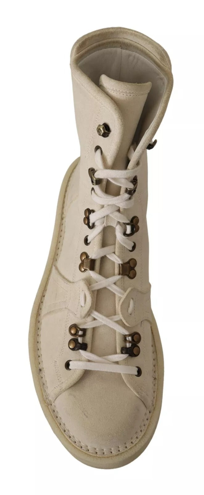 Dolce & Gabbana Weiße Leder Schnürstiefel für Herren