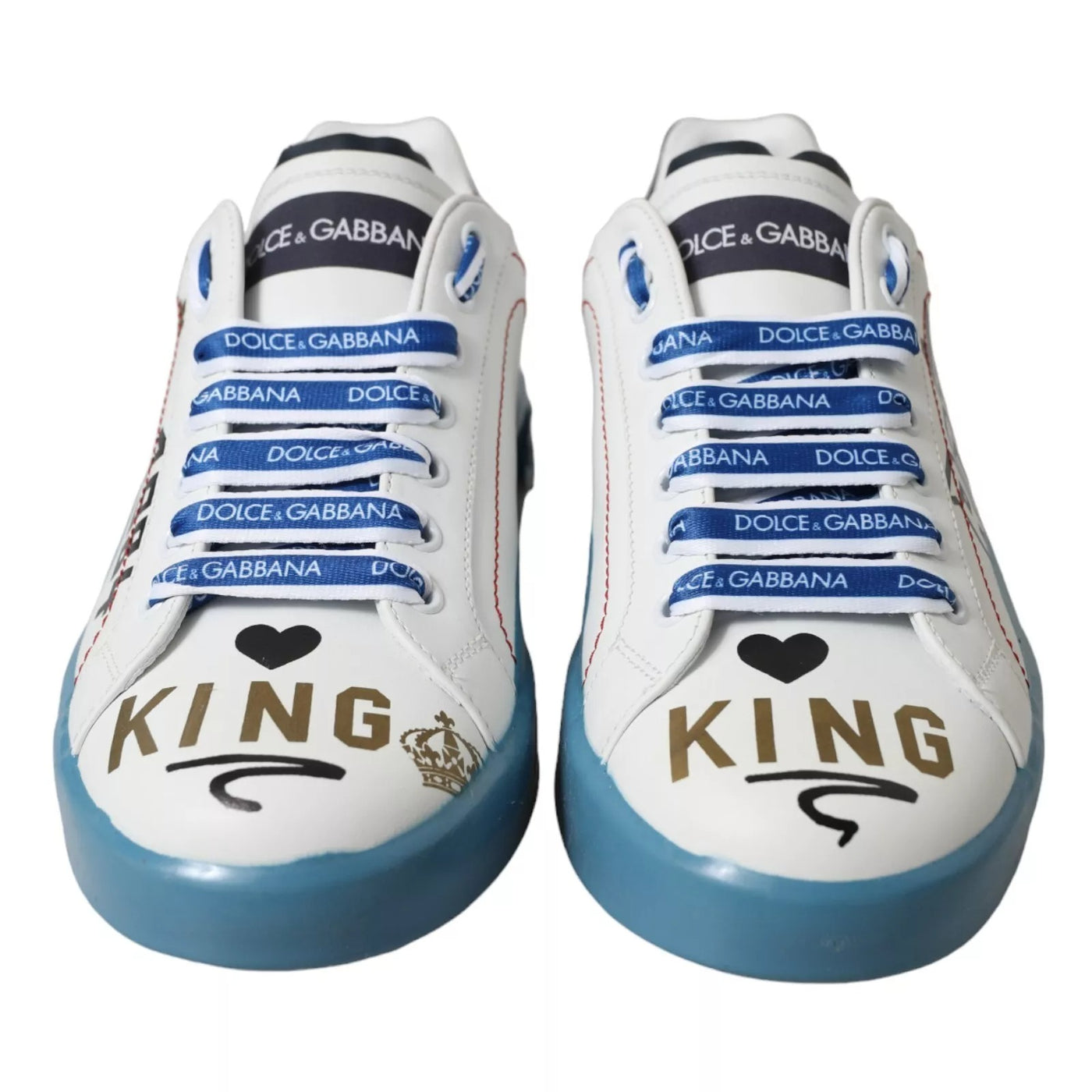 Dolce & Gabbana Blau Weiß Bedruckte Portofino Melt Sneakers