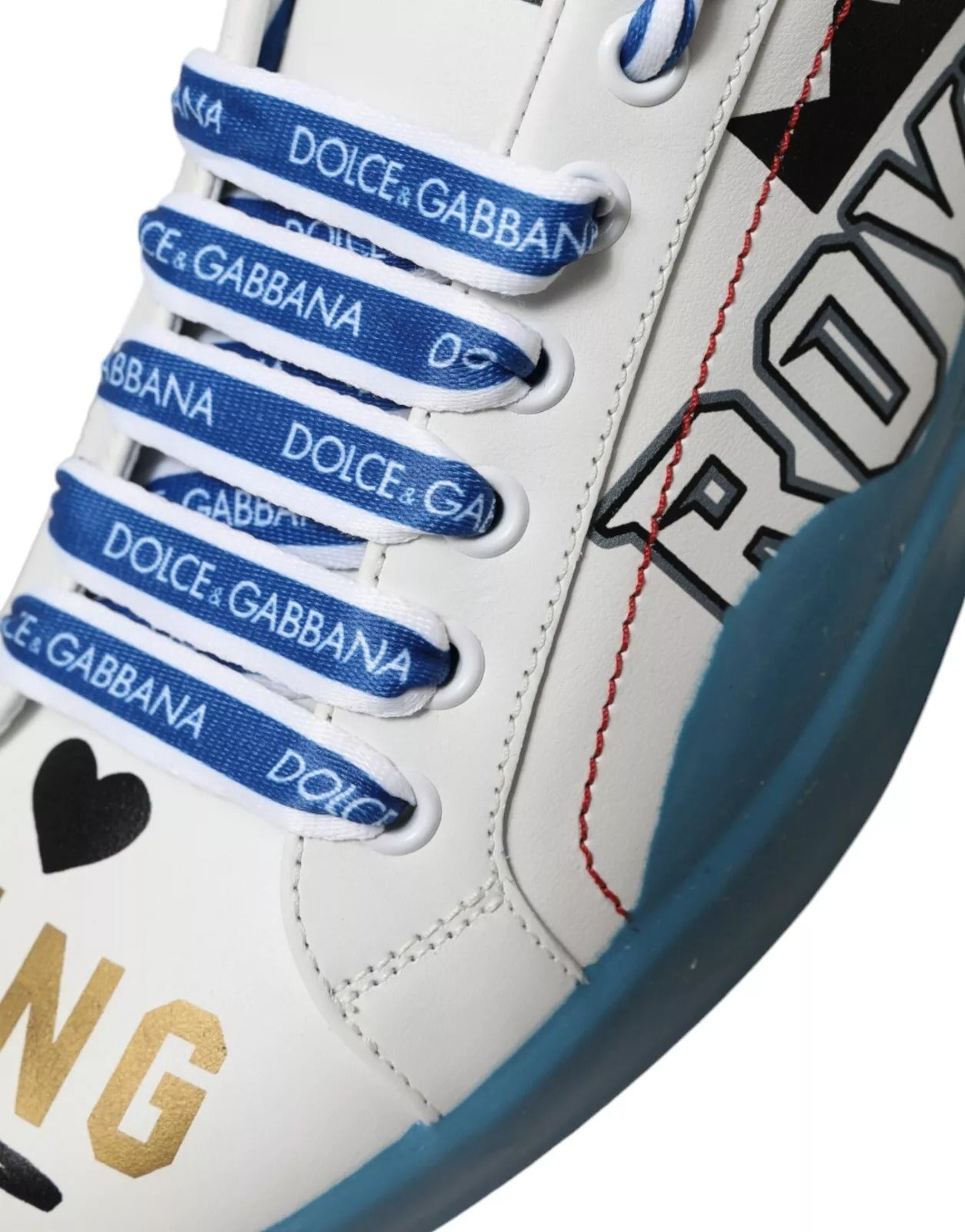 Dolce & Gabbana Blau Weiß Bedruckte Portofino Melt Sneakers